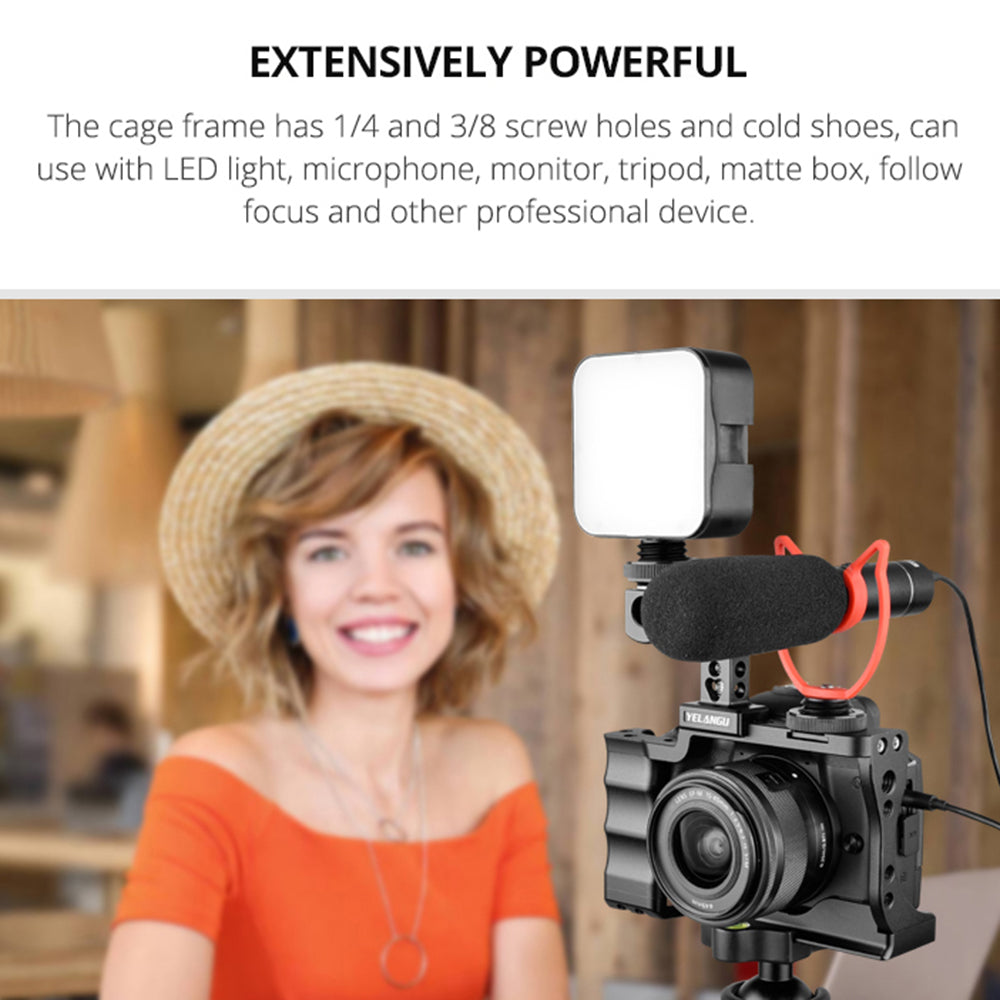 Yelangu C14-A for Canon M50 Aluminum Alloy Camera Rabbit Cage Frame without Handle Rabbit Cage Rig Stabilizer