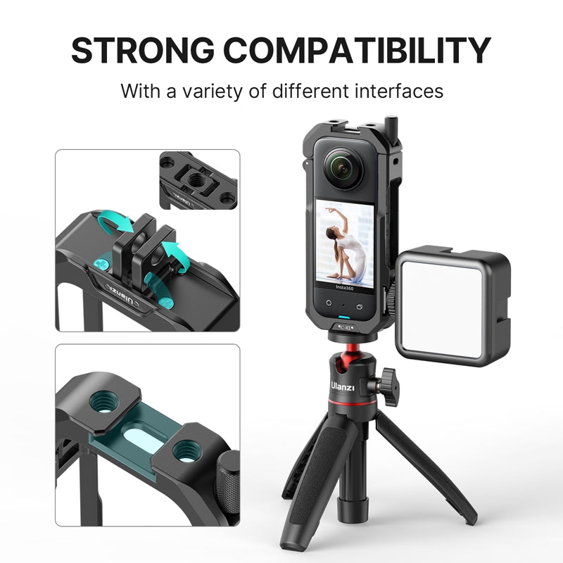 Uniqkart C-X3 Metal Expansion Cage for Insta360 X3 Action Camera Protective Frame Case