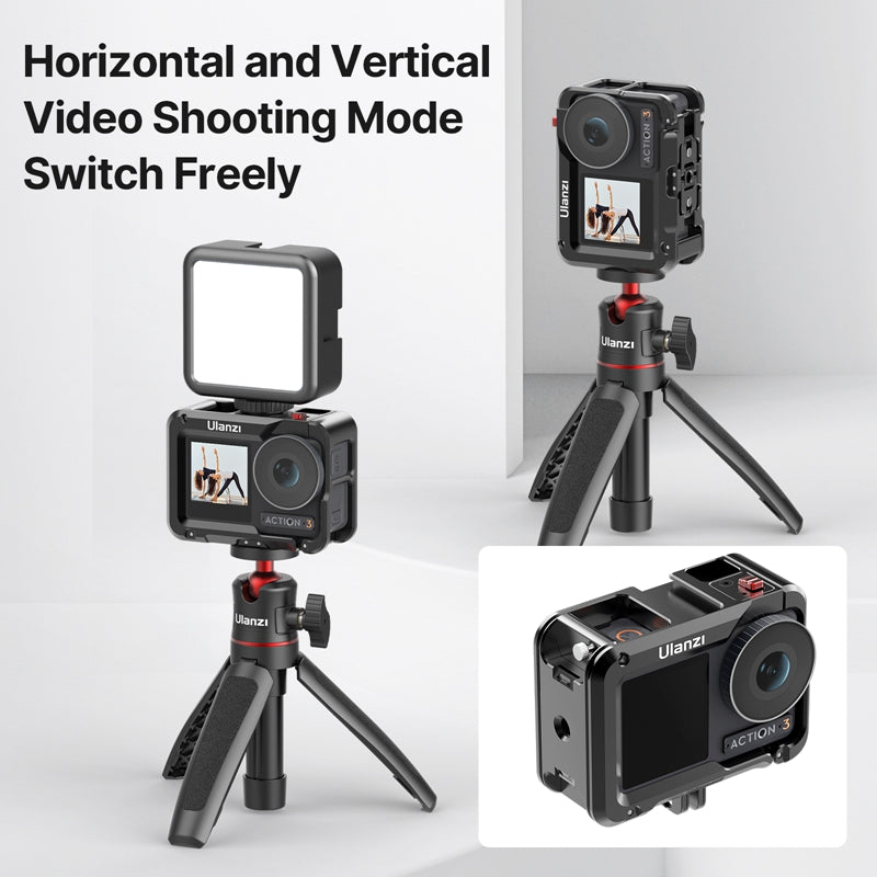 Uniqkart OA-14 Aluminum Alloy Frame Cage for DJI Osmo Action 3 Quick Release Full Protective Case