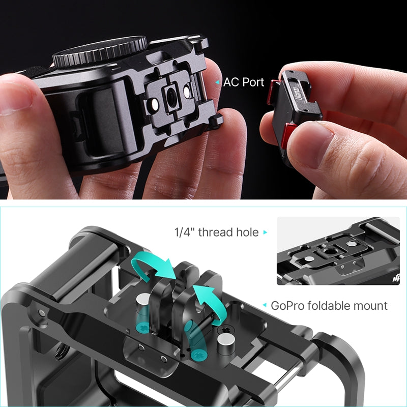 Uniqkart OA-14 Aluminum Alloy Frame Cage for DJI Osmo Action 3 Quick Release Full Protective Case