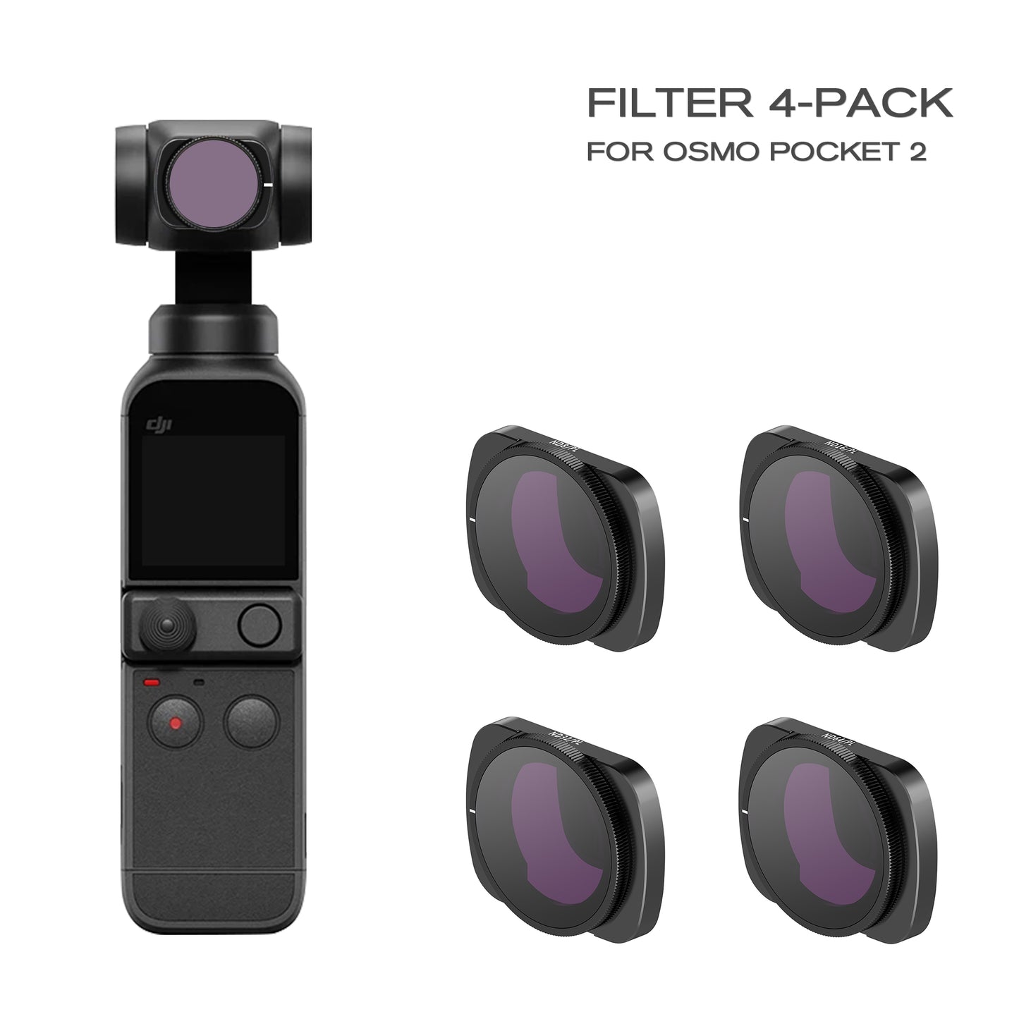 Uniqkart Camera Filters Magnetic Lens Set of 4 ND Filters(ND8PL/ND16PL/ND32PL/ND64PL) for DJI OSMO Pocket 2/1