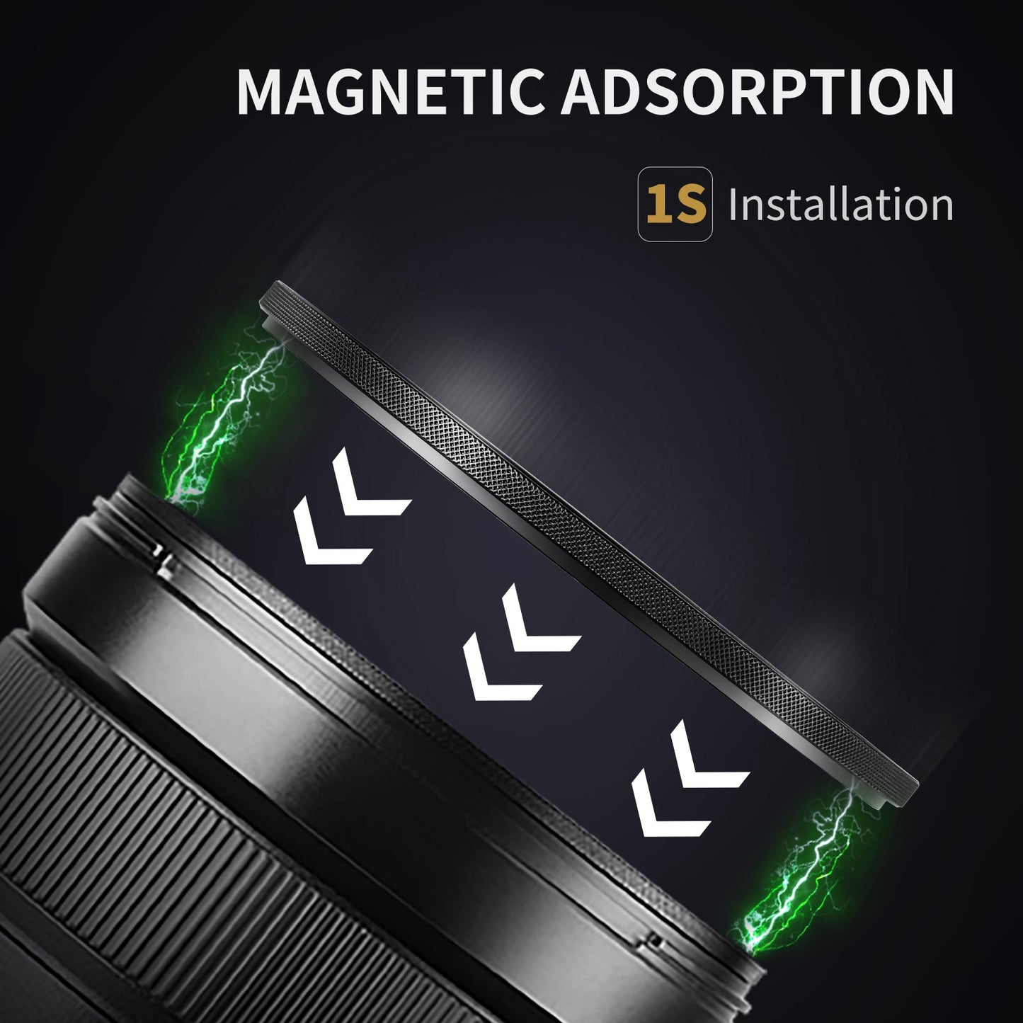 K&F CONCEPT SKU.1824 HD Clear Waterproof 82mm Magnetic Black Soft Diffusion 1 / 4 Filter+Magnetic Adapter Ring+Lens Cap for Camera Lens