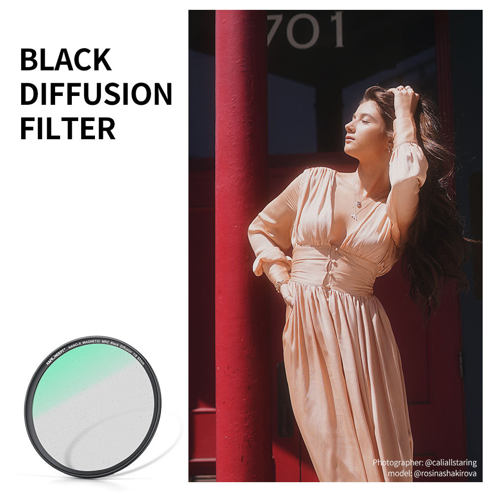 K&F CONCEPT SKU.1824 HD Clear Waterproof 82mm Magnetic Black Soft Diffusion 1 / 8 Filter+Magnetic Adapter Ring+Lens Cap for Camera Lens