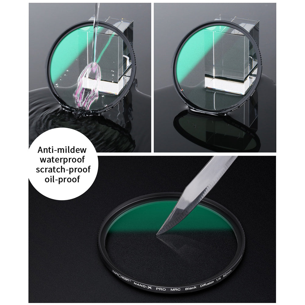 K&F CONCEPT KF01.1524 Nano-X Optical Glass Black Mist 82mm 1 / 4 Filter Anti-scratch Diffusion Video Photography HD Clear Camera Lens Filter