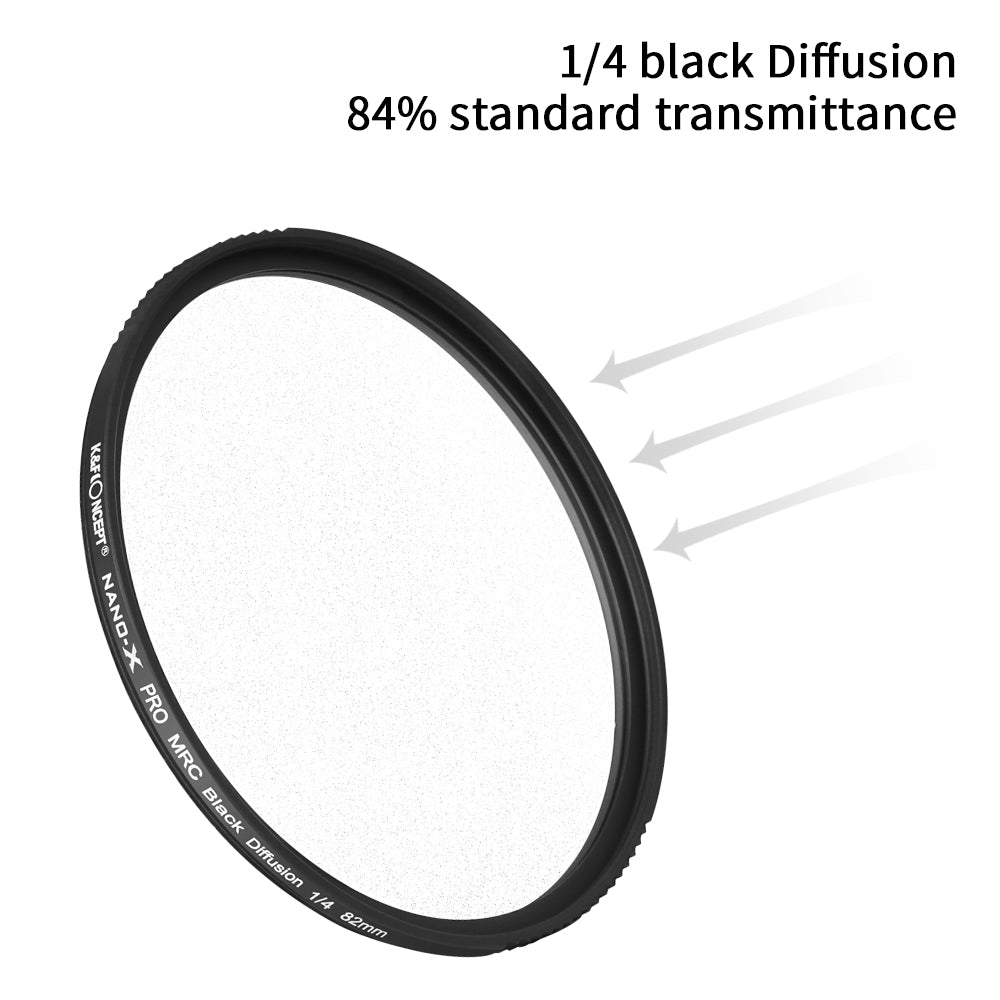K&F CONCEPT KF01.1524 Nano-X Optical Glass Black Mist 82mm 1 / 4 Filter Anti-scratch Diffusion Video Photography HD Clear Camera Lens Filter