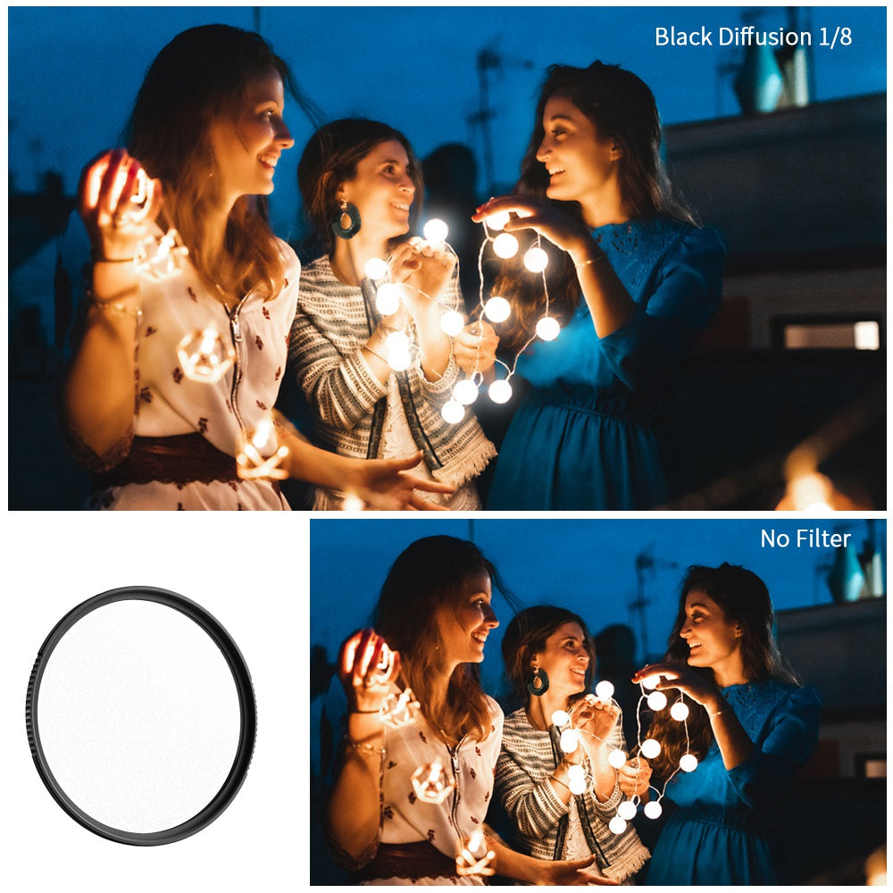 K&F CONCEPT KF01.1533 Nano-X Optical Glass 82mm Black Mist Diffusion 1 / 8 Filter Waterproof Video Photography Multi-layer Coating Movie Camera Lens Filter