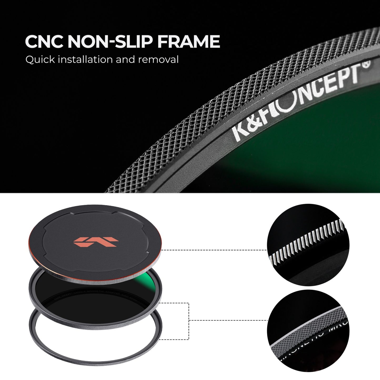K&F CONCEPT 82mm Magnetic Pluggable ND64 Lens Filter 6-Stop Neutral Density Quick-Release Filter Waterproof Anti-Scratch Multi-Layer Coated Lens Filter