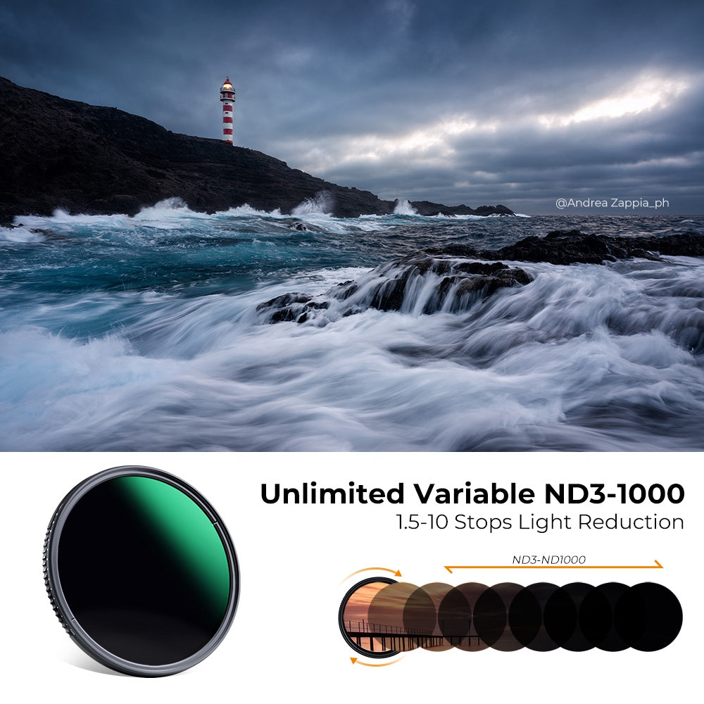 K&F CONCEPT KF01.1838 82mm ND3-ND1000 Variable Camera Lens Filter 24 Multi-layer Coating Neutral Density HD Waterproof Slim ND Lens Filter