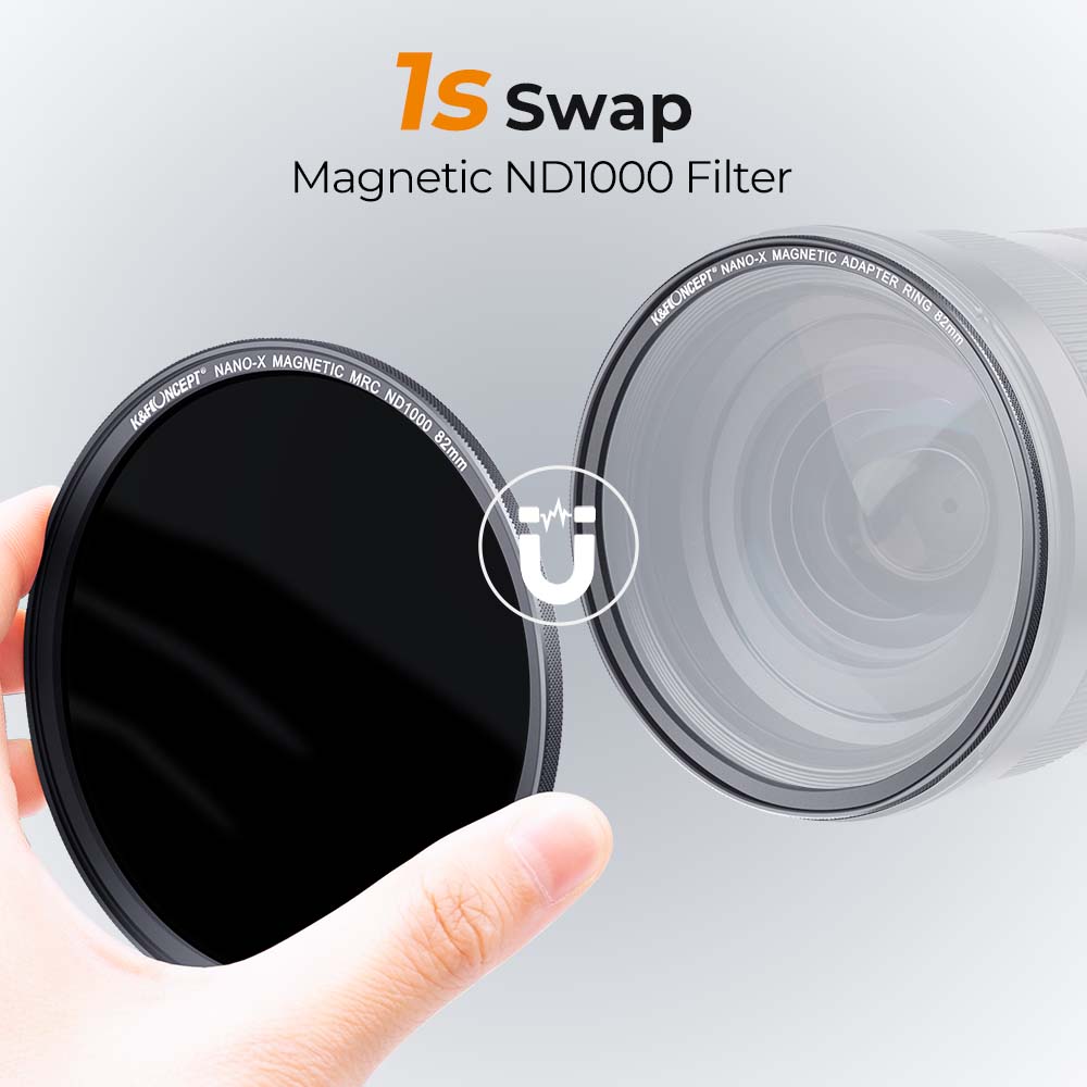 K&F CONCEPT SKU.1762 82mm Magnetic ND1000 Lens Filter 10-Stop Fixed Neutral Density Filter Waterproof Scratch Resistant for DSLR Camera Lens