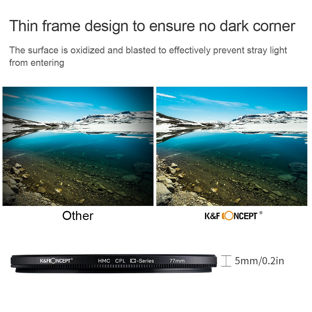 K&F CONCEPT KF01.1442 82mm MC CPL Filter Ultra-thin Optical Glass Round Multi-Layer Coating Design DSLR Camera Lens Accessories