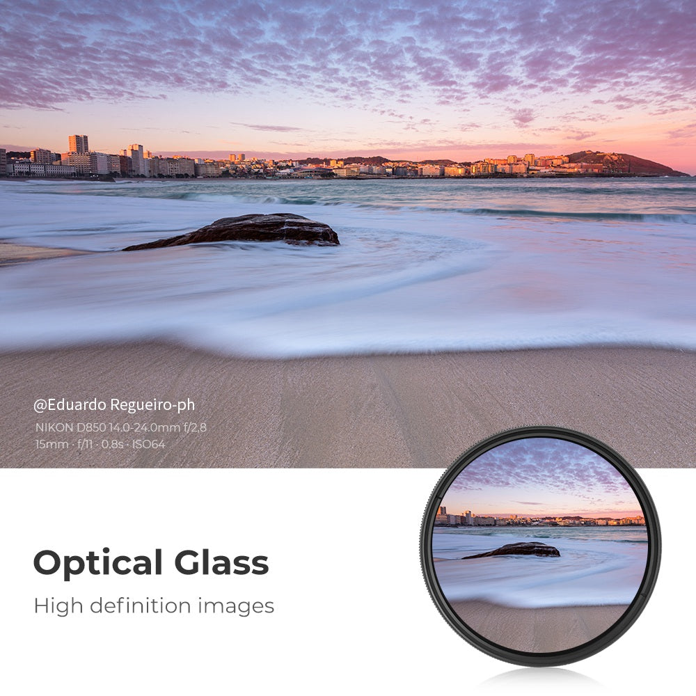 K&F CONCEPT KF01.1114 ND Filter 82mm Variable ND2-ND400 Ultra-Slim Neutral Density Optical Glass HD Camera Lens Filter with Cleaning Cloth