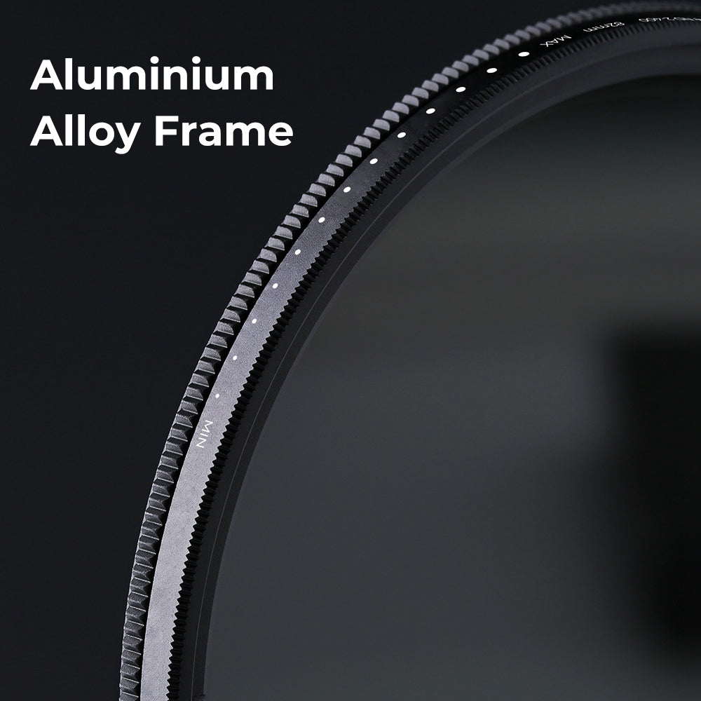 K&F CONCEPT KF01.1114 ND Filter 82mm Variable ND2-ND400 Ultra-Slim Neutral Density Optical Glass HD Camera Lens Filter with Cleaning Cloth