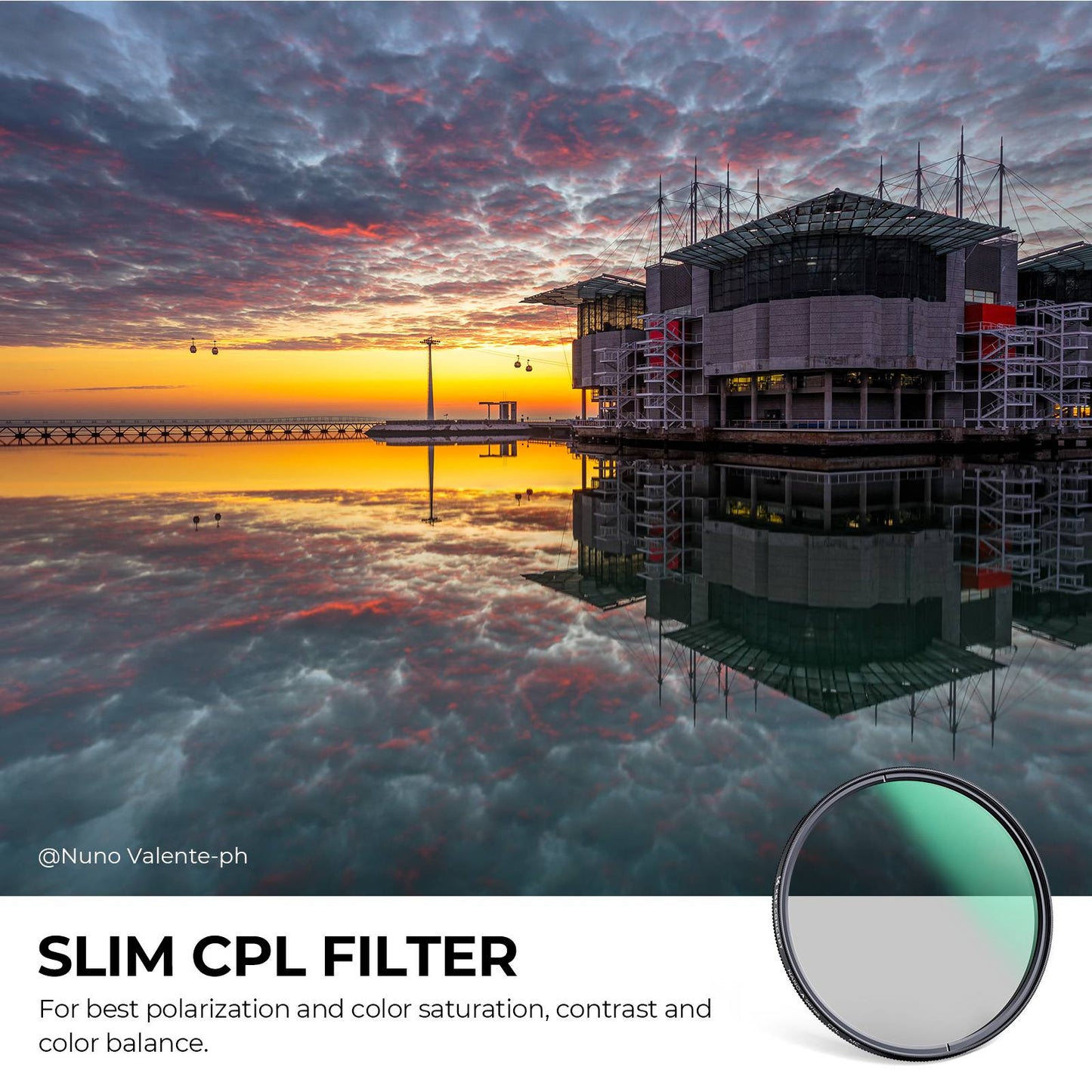 K&F CONCEPT KF01.1161 82mm Round CPL Filter Ultra-Slim Multi-Layer Coating Camera Lens Accessories for Reducing Glare / Enhancing Contrast / Reducing Reflection
