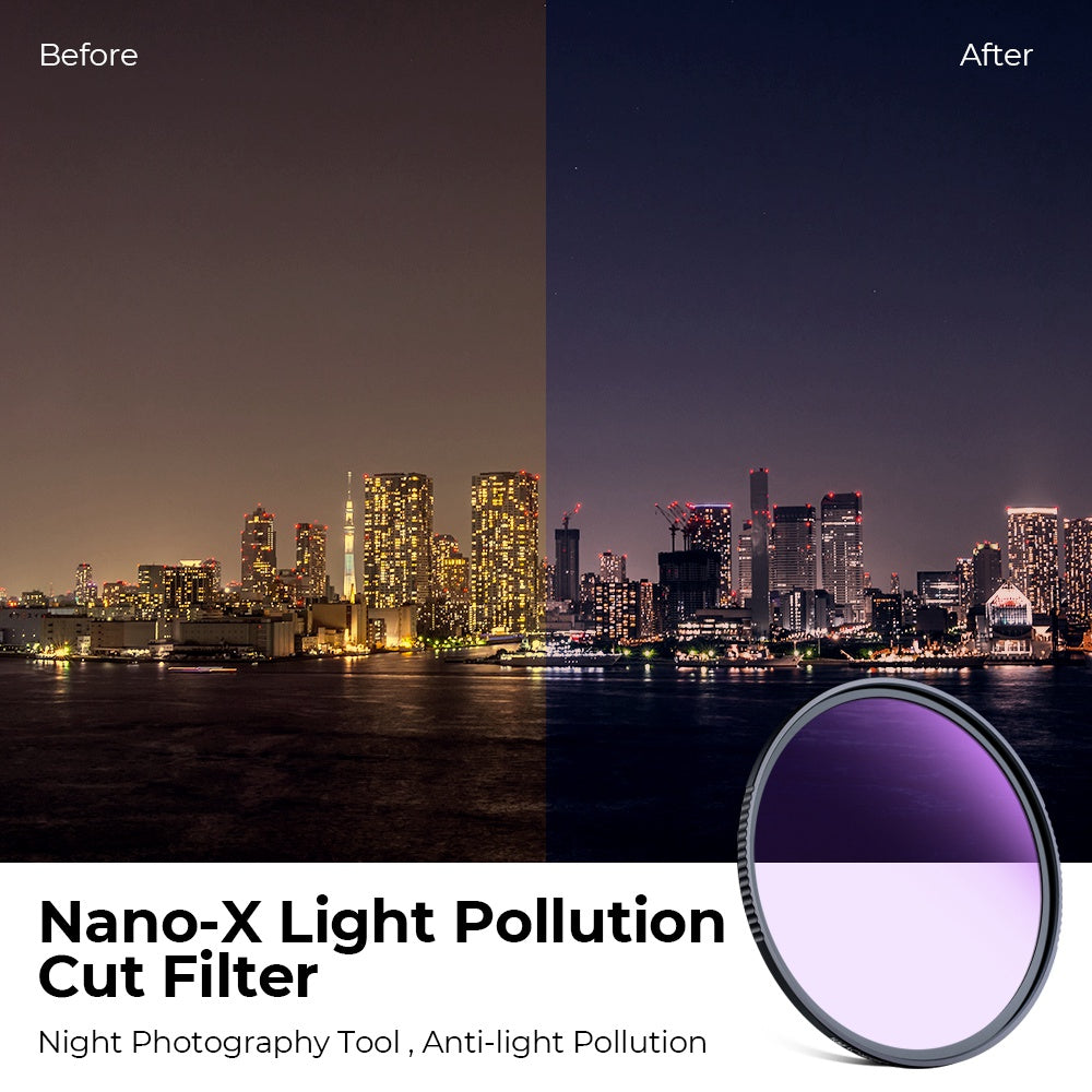 K&F CONCEPT 82mm Nano-X Light Pollution Cut Filter for Camera Lenses Transparent Natural Night Filters for Night / Starry Sky