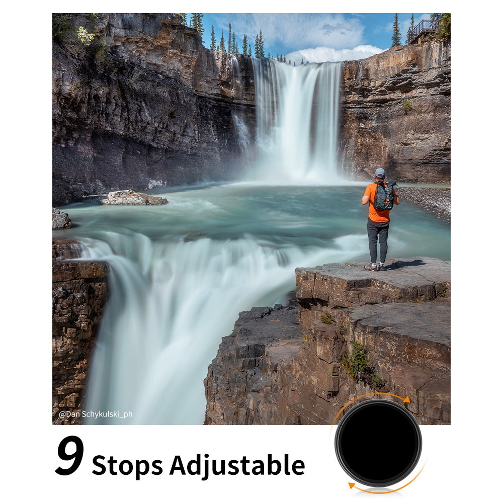 K&F CONCEPT ND2-ND400 ND Camera Lens Filter Ultra-Thin Variable 9-Stop Adjustable Neutral Density Filter with Lens Cover 82mm