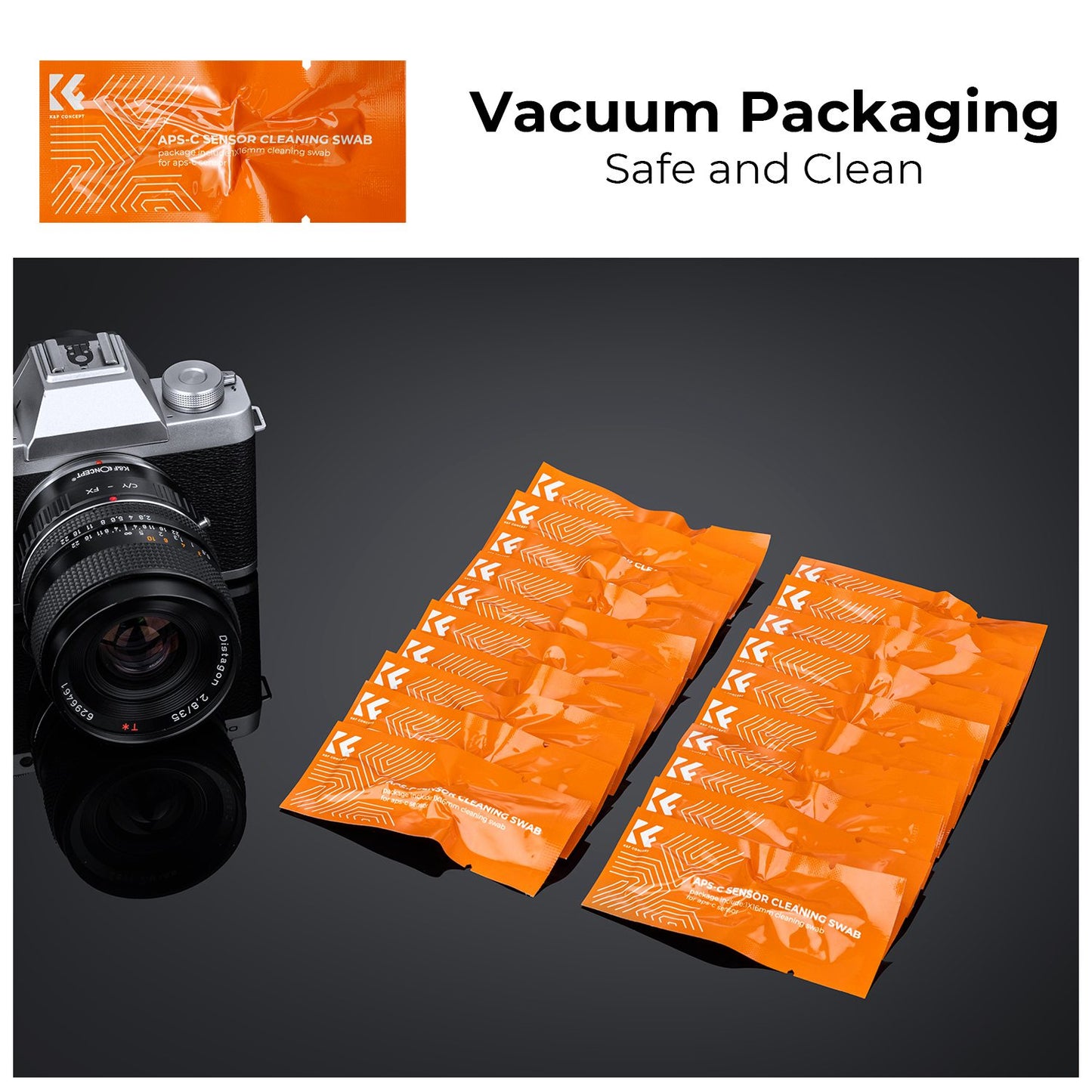 K&F CONCEPT SKU.1901 20PCS Replacement Cleaning APS-C Cleaning Swabs 24mm Full Frame Cleaning Brushes Set for Camera