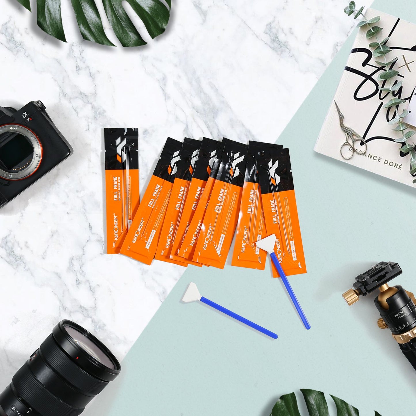 K&F CONCEPT 10Pcs 24mm Microfiber Cleaner Swab for APS Sensor Digital Camera Lens Cleaner