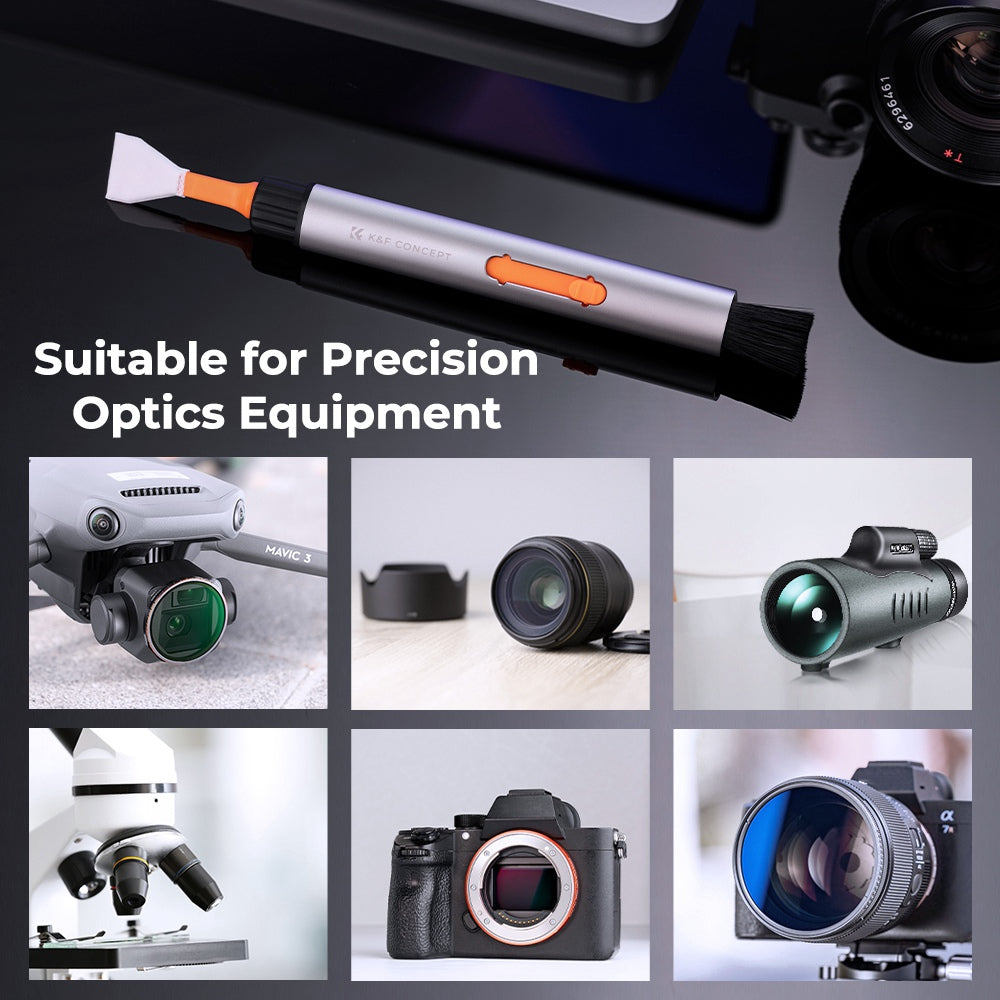 K&F CONCEPT SKU.1899 Versatile Switch Cleaning Pen Set with 6Pcs APS-C Cleaning Swabs Replacement Cleaning Brush for Camera / Drone Lens Cleaning Tool