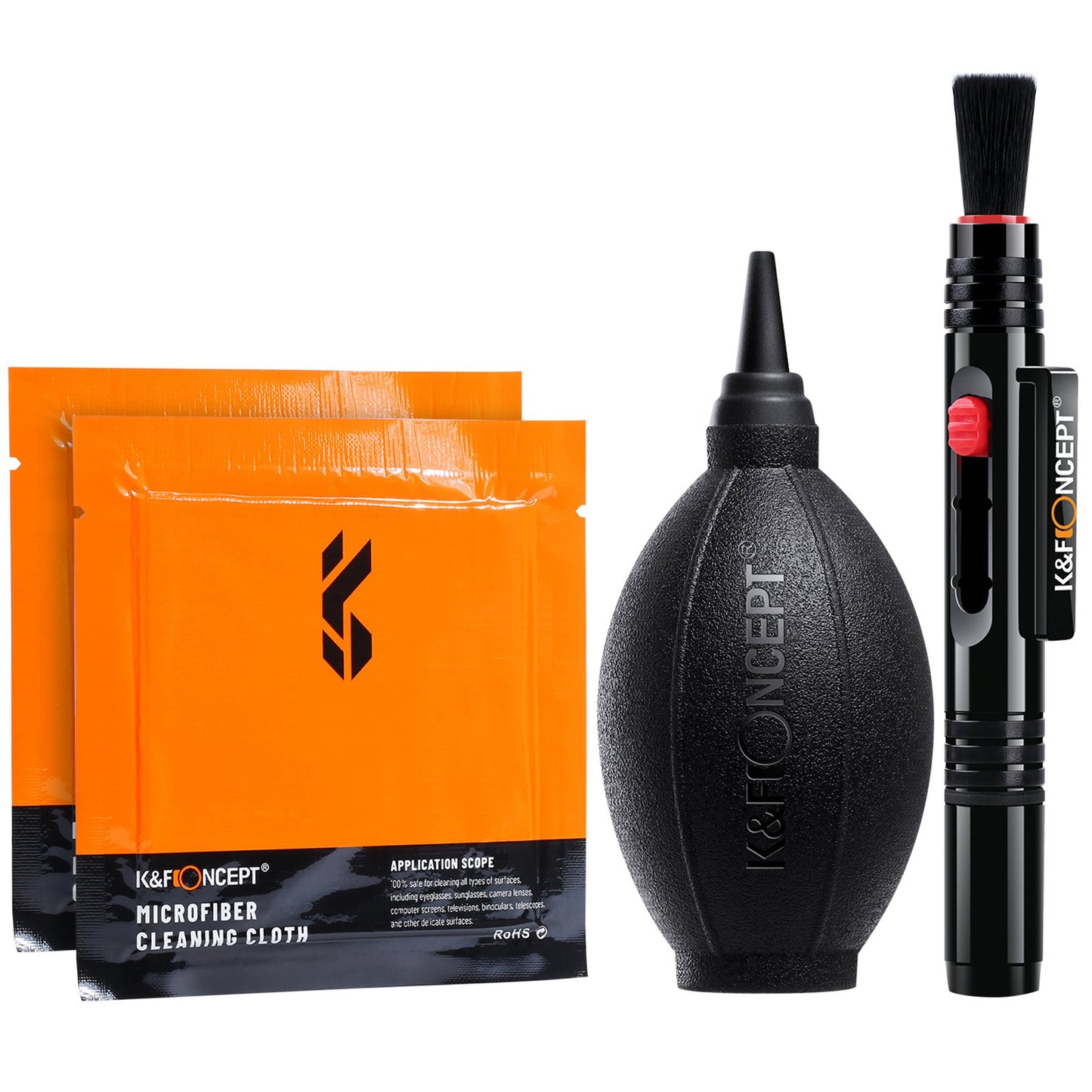K&F CONCEPT 4Pcs / Set Camera Cleaning Kits Air Blower+Lens Cleaning Pen+Cleaning Cloth for Camera Lenses / Filters / Sensor / Screen