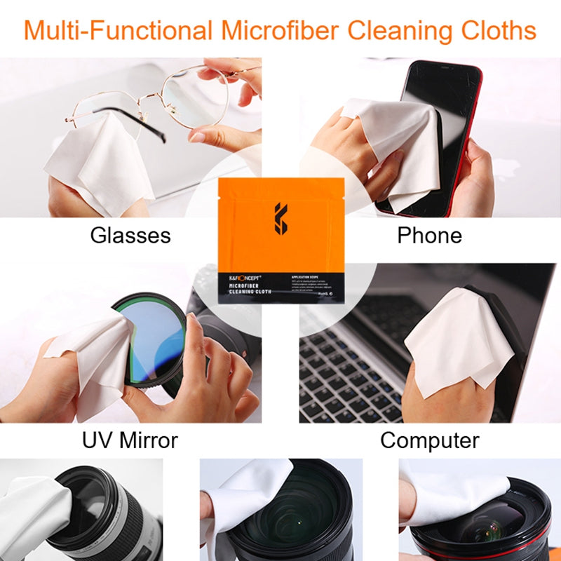 K&F CONCEPT SKU.1615 20Pack 15x15cm Individually Vacuum Wrapped Microfiber Cleaning Cloths for Camera Lens Glasses Phones LCD Screen