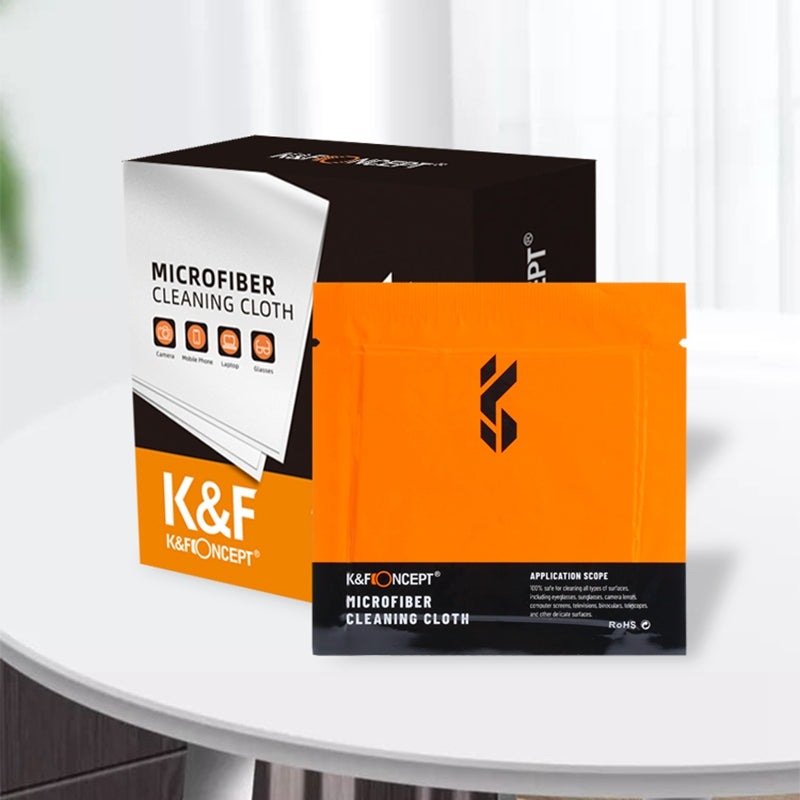 K&F CONCEPT SKU.1615 20Pack 15x15cm Individually Vacuum Wrapped Microfiber Cleaning Cloths for Camera Lens Glasses Phones LCD Screen