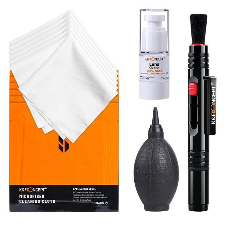 K&F CONCEPT 4-in-1 Camera Cleaning Kits with Air Blower+Cleaning Pen+Cleaning Cloth+Cleaning Liquid for Camera Lenses / Filters / Sensor / Screen