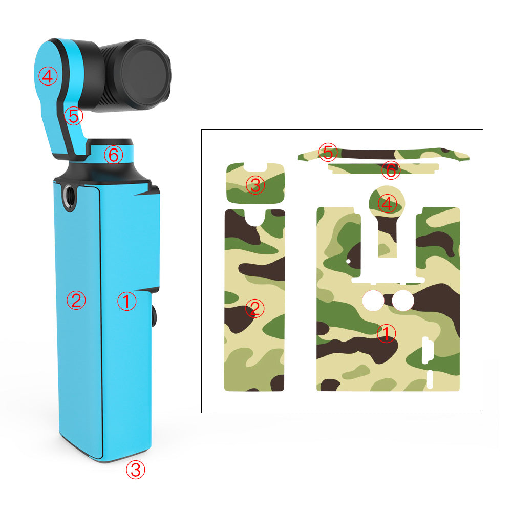 Uniqkart Sticker Set Skin Decor Protective Film for FIMI PALM Pocket Camera - Army Green Camouflage