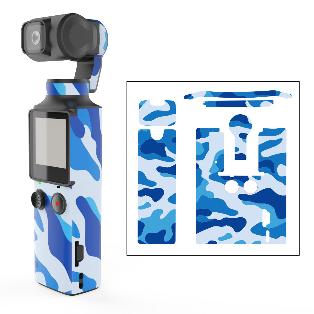 Uniqkart Sticker Set Skin Decor Protective Film for FIMI PALM Pocket Camera - Blue Camouflage