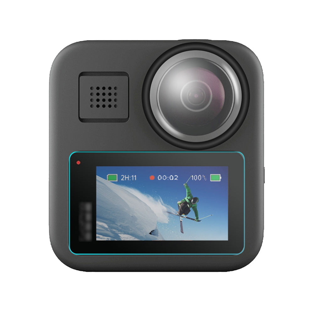 Tempered Glass Screen Protector Film + Protective Lens Cover for GoPro Max HD