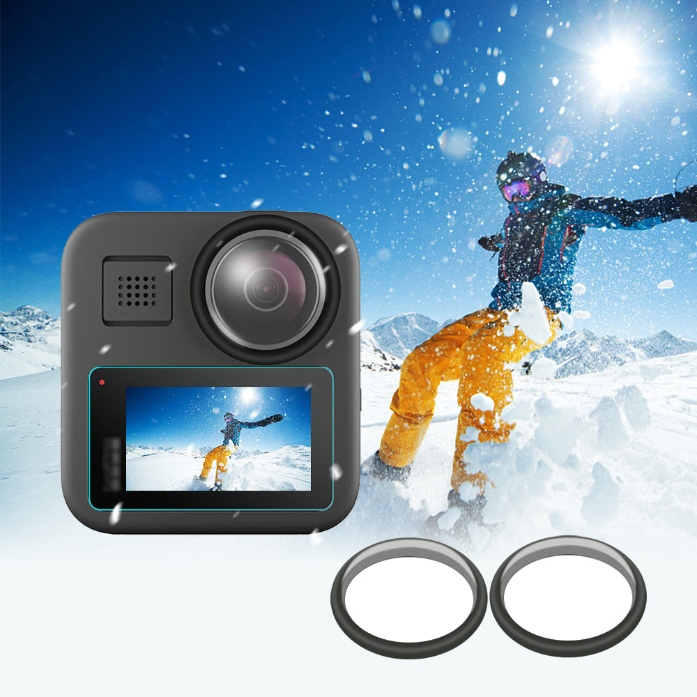 Tempered Glass Screen Protector Film + Protective Lens Cover for GoPro Max HD