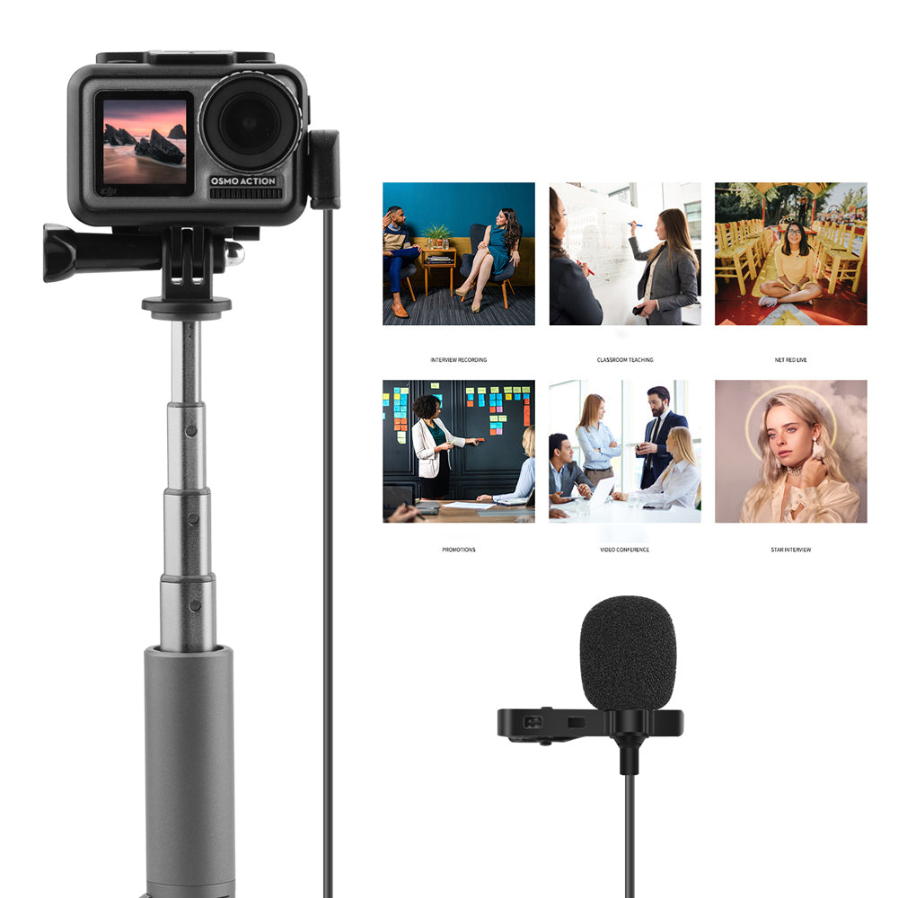 3.5mm Audio Video Record Lapel Microphone for DJI Osmo Action Camera for DSLR Camera Camcorder Recorder