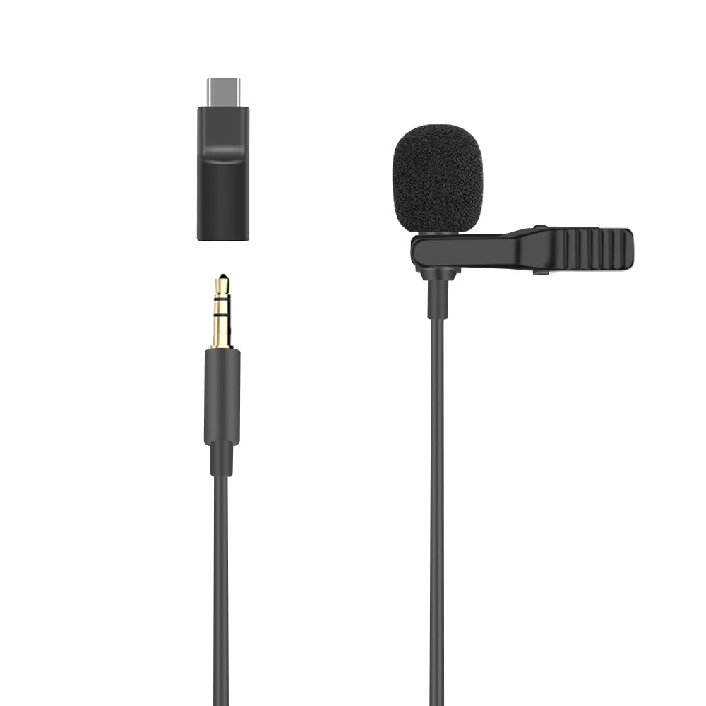 3.5mm Audio Video Record Lapel Microphone + Audio Adapter for Osmo Pocket Camera Camcorder Recorder