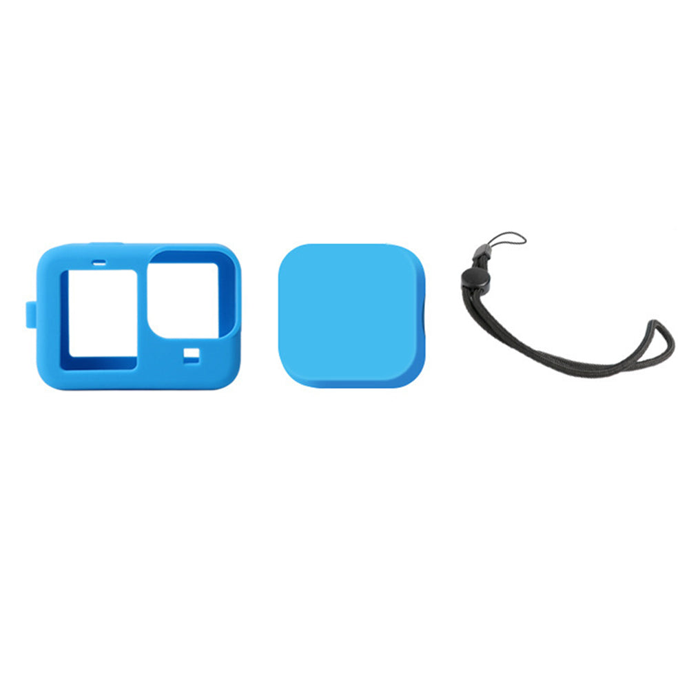 Silicone Camera Sleeve with Lens Cap Cover Anti-lost Rope for GoPro Hero9 - Blue