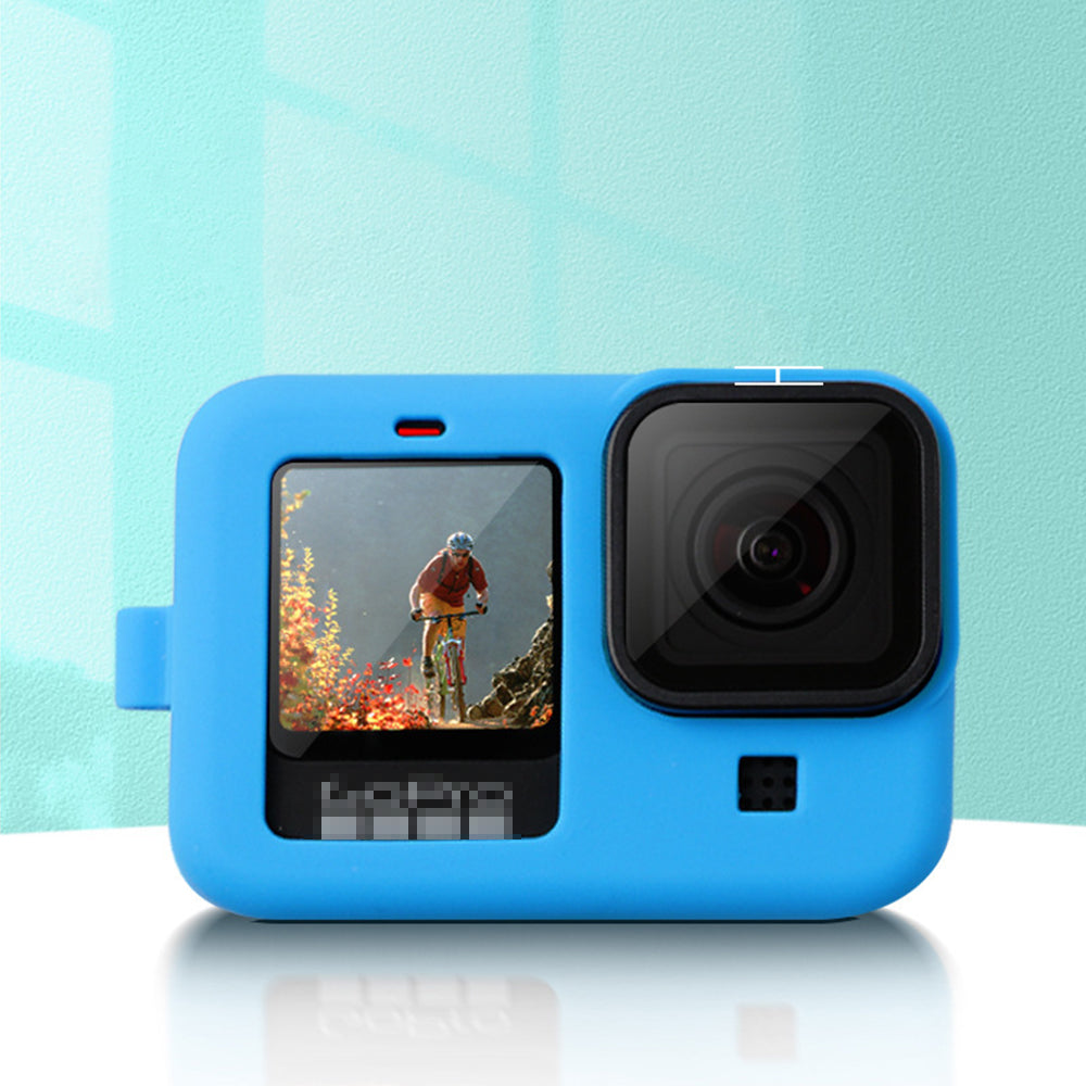 Silicone Camera Sleeve with Lens Cap Cover Anti-lost Rope for GoPro Hero9 - Blue