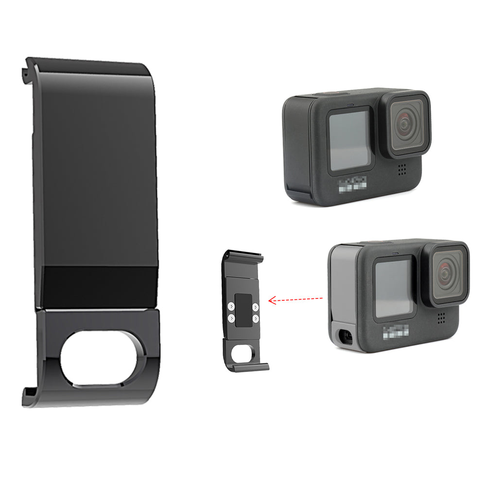 Rechargeable Side Protective Cover Battery Lid for GoPro Hero 8 Sports Camera Dustproof Battery Door Housing Case Cover - Black