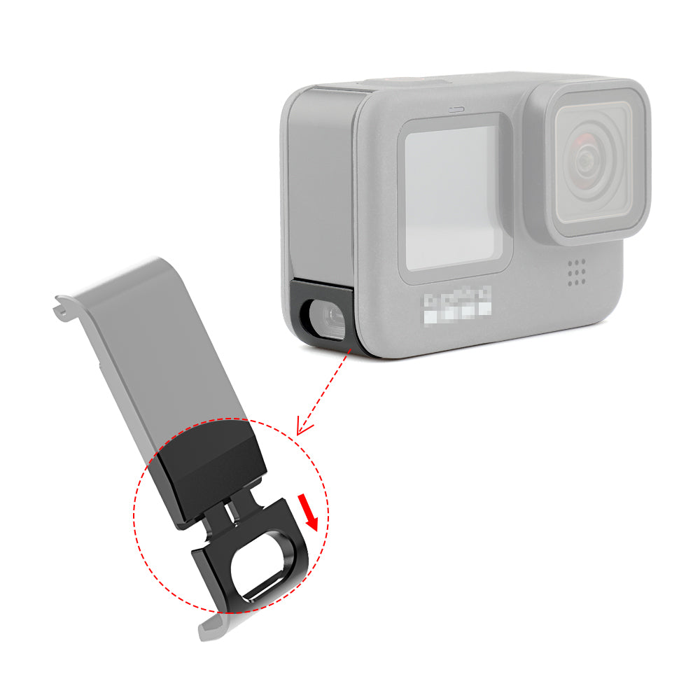 Rechargeable Side Protective Cover Battery Lid for GoPro Hero 8 Sports Camera Dustproof Battery Door Housing Case Cover - Black