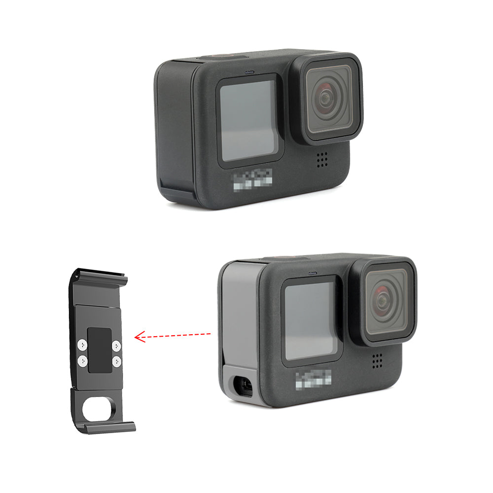Rechargeable Side Protective Cover Battery Lid for GoPro Hero 8 Sports Camera Dustproof Battery Door Housing Case Cover - Black