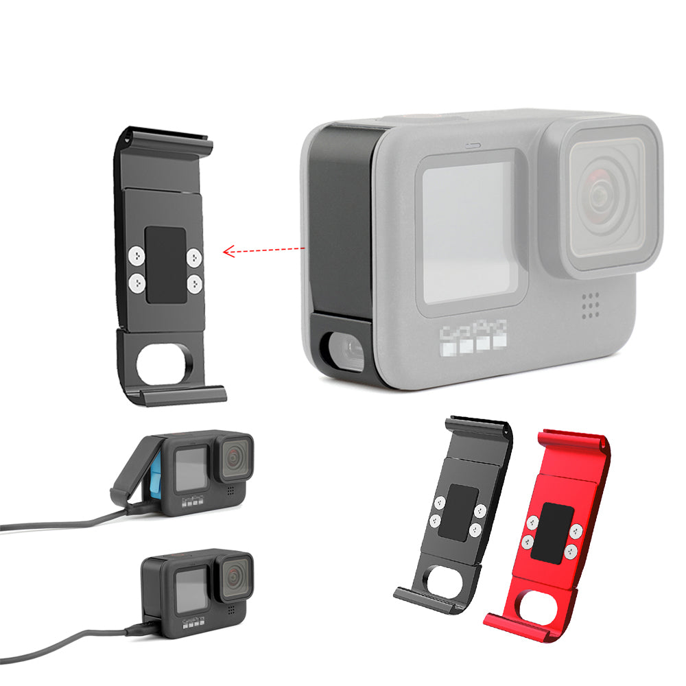Rechargeable Side Protective Cover Battery Lid for GoPro Hero 8 Sports Camera Dustproof Battery Door Housing Case Cover - Black