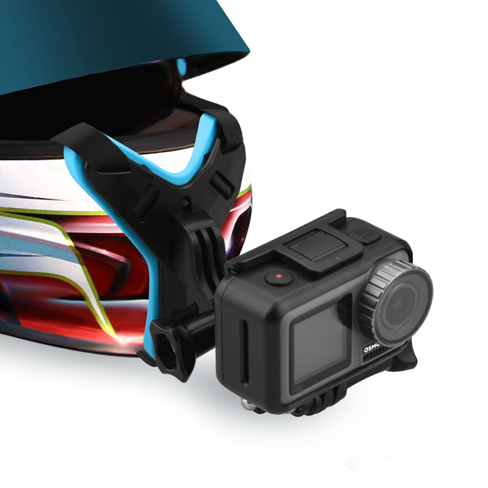 Drive Cycling Bracket Stand Holder Motorcycle Helmet Chin Support Bracket Stable for GoPro 9/8/7/6/5/Osmo Action/Insta360 ONE R Sports Camera Accessory - Blue