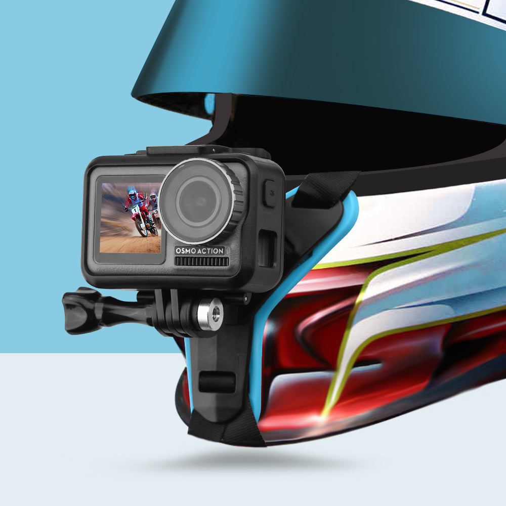 Drive Cycling Bracket Stand Holder Motorcycle Helmet Chin Support Bracket Stable for GoPro 9/8/7/6/5/Osmo Action/Insta360 ONE R Sports Camera Accessory - Blue