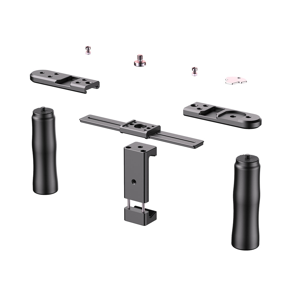 Apexel APL-VG02 Smartphone Video Rig Film Maker Two Grip Handle Stabilizer Kit Fit for LED Light Shotgun Microphone