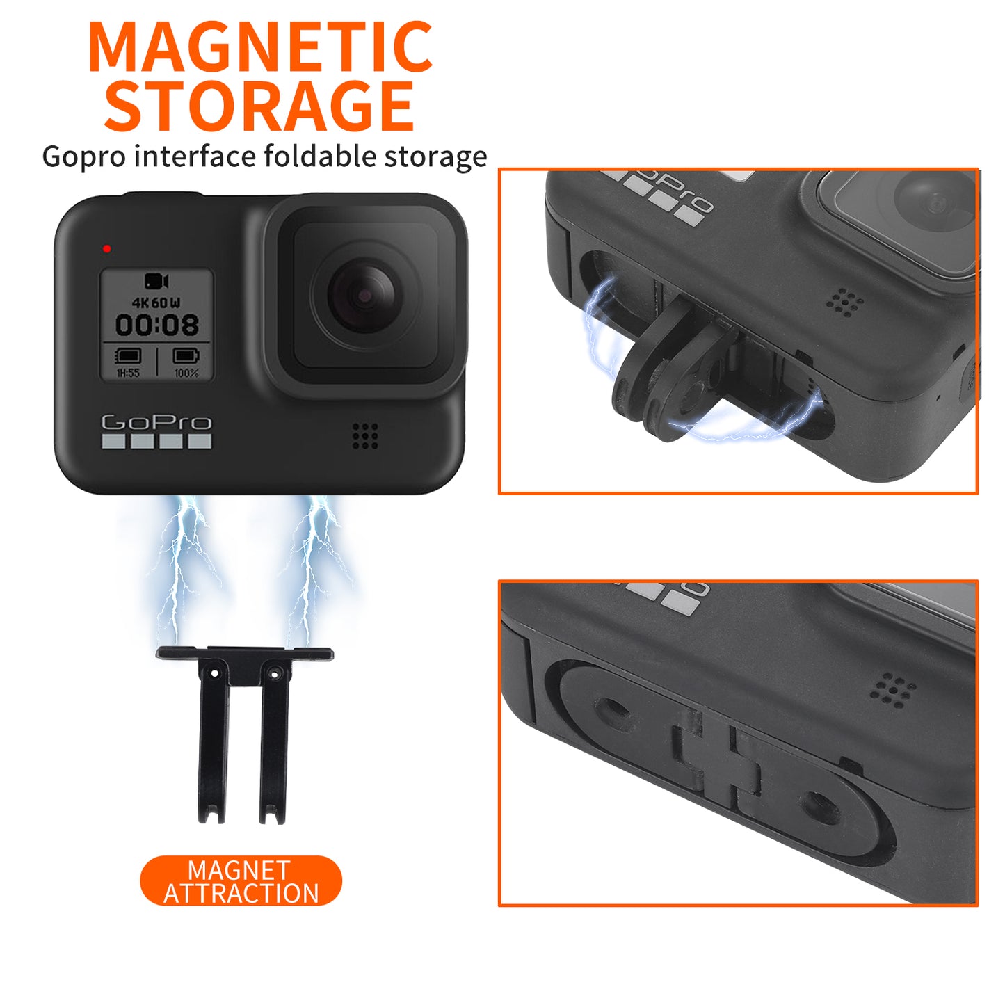Portable 90 Degree Folding Magnetic Base Aluminum Alloy Adapter for GoPro Hero 9/8/Max