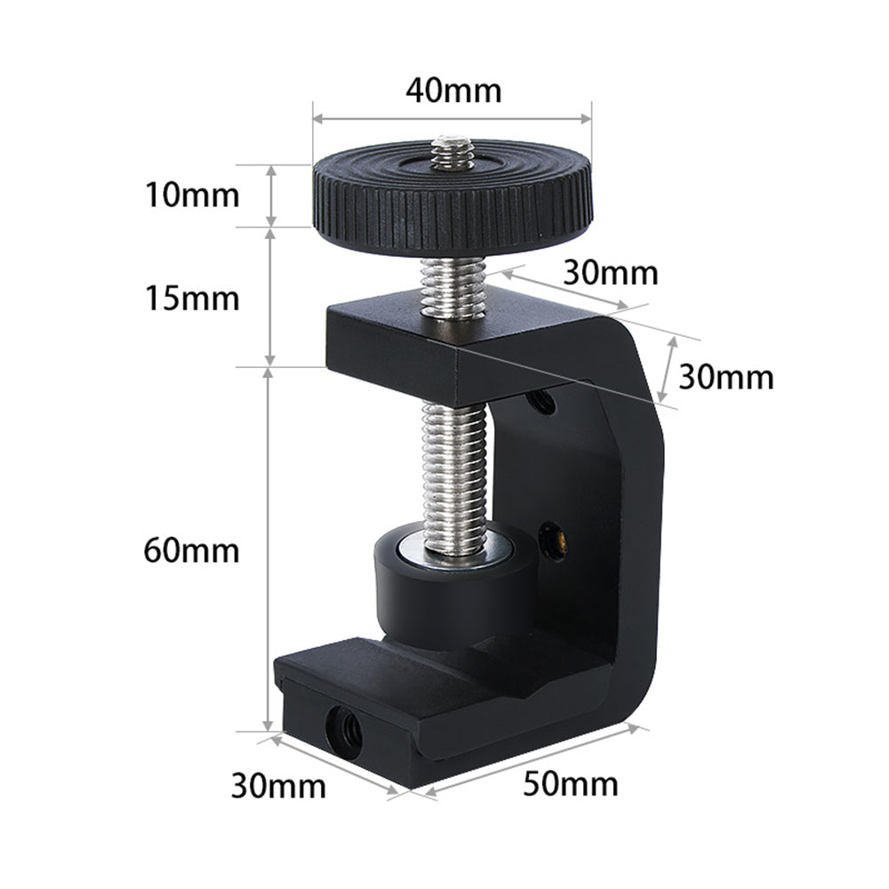 C Clamp with 1/4" Screw Adjustable Camera Mount Bracket for Photo Studio Photography DSLR Video Light, Size: S