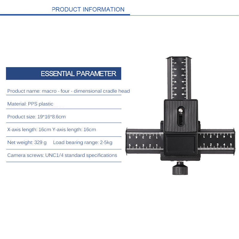 Two-Way Macro Frame Four-Dimensional Macro Tripod Head Fine-Tuning Long-Shaped Tripod Head for Macro Shooting