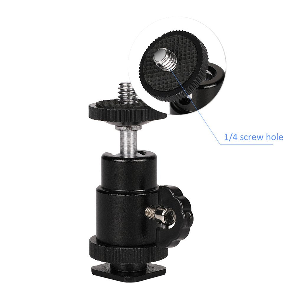 Screw Mini Hot Shoe Ball Head Flash Bracket Holder Mount for Camera Tripod