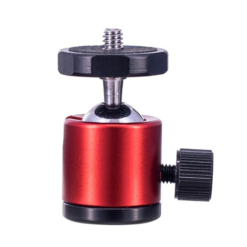 Q29 Tripod Three-Hole Mini Ball Head 360 Degree Rotating 1/4" Plate Holder Mount for Camera Photography Light Stand - Red
