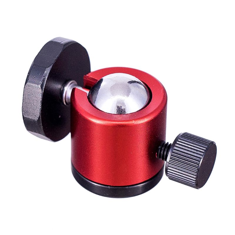 Q29 Tripod Three-Hole Mini Ball Head 360 Degree Rotating 1/4" Plate Holder Mount for Camera Photography Light Stand - Red