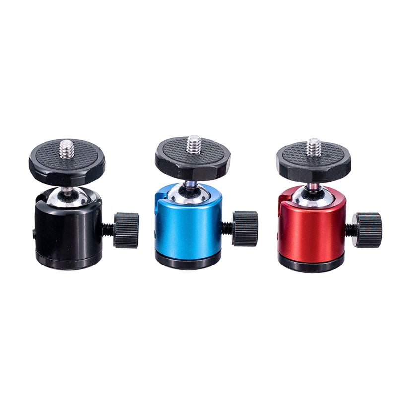 Q29 Tripod Three-Hole Mini Ball Head 360 Degree Rotating 1/4" Plate Holder Mount for Camera Photography Light Stand - Red