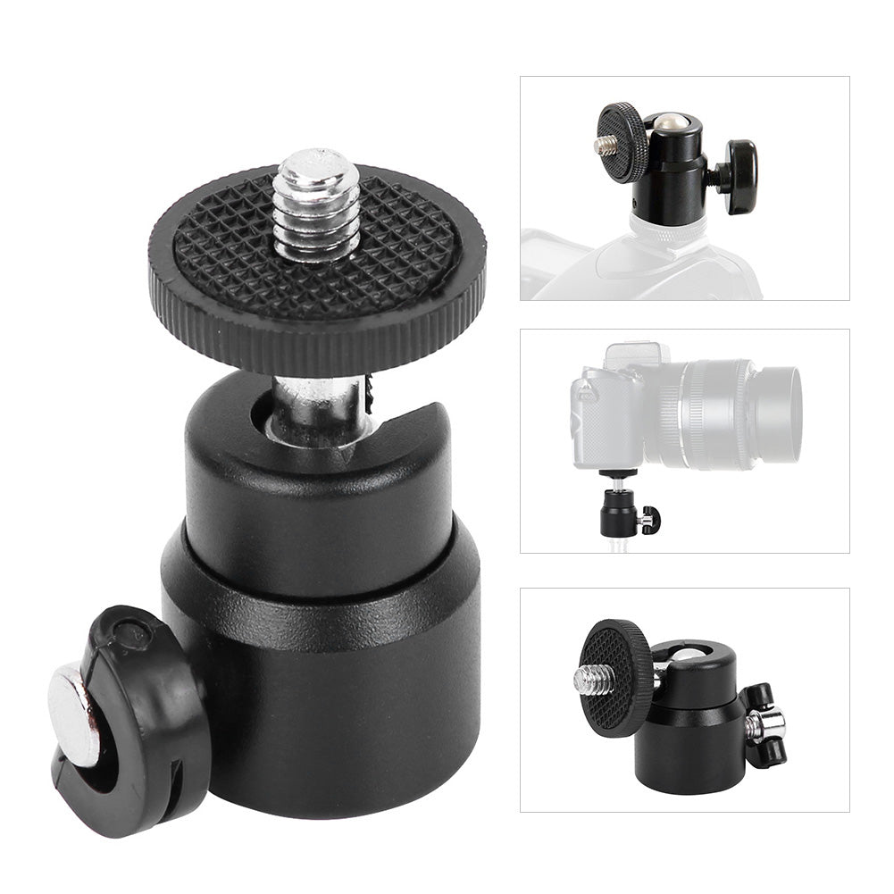 360 Degree Rotating 1/4inch Mini Ball Head Bracket for Tripod Monopod Sports Camera