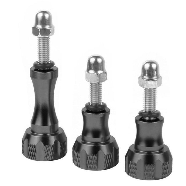 3pcs Aluminum Alloy Long Short Thumb Knob Screws Nut for GoPro Hero Black 8 7 6 5 4 SJcam EKEN YI 4K - Black